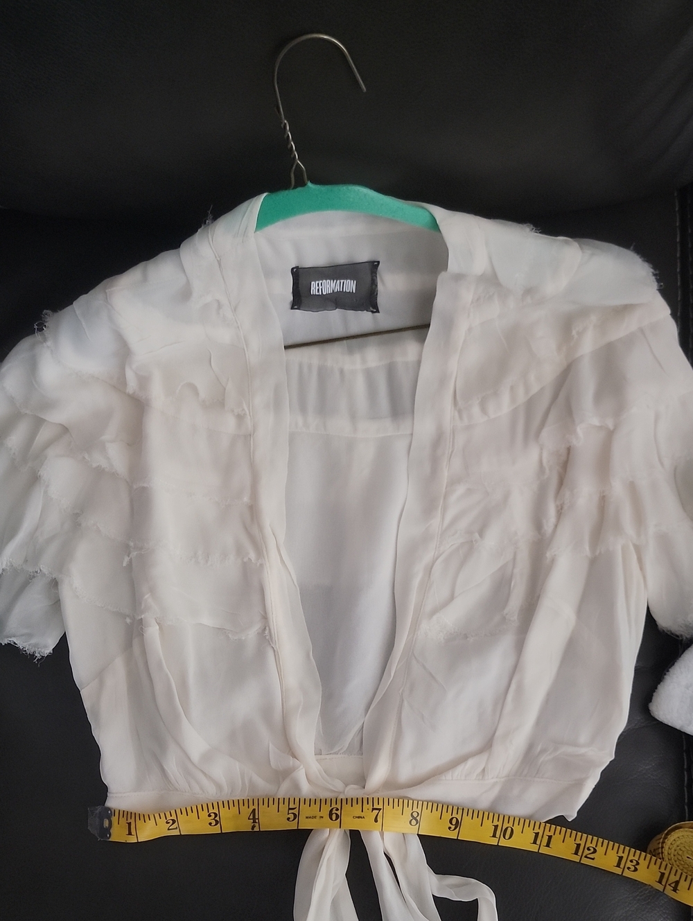 REFORMATION RUFFLE TIE CROP BLOUSE - Picture 7 of 7